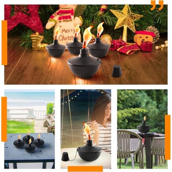 4Pack Metal TableTop Torches,22oz Citronella Torches for Outside,RefillableFlame - Picture 5 of 7